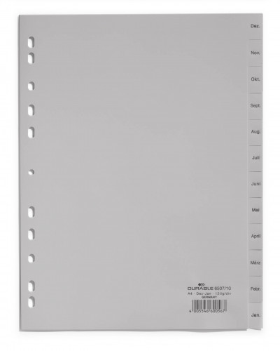 DURABLE Przekładki do segregatora A4 12 stron szare 6507-10
