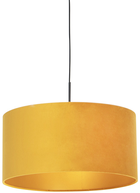 QAZQA Lampa wisząca klosz welurowy żółto-złoty 50cm - Combi