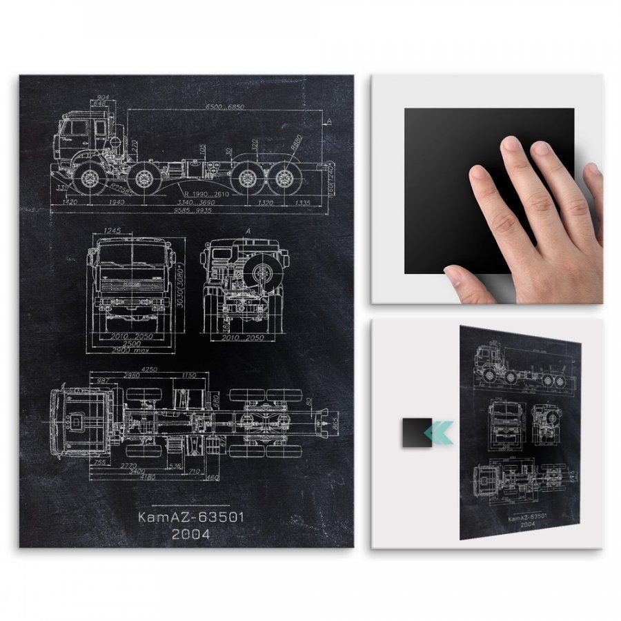 Pix4home Plakat metalowy KamAZ-63501 Projekt Blackboard L POS-L-02807