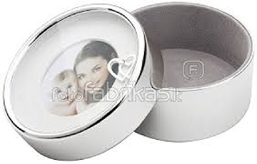 Zilverstad okrągłe puszka podwójne serce kamyczkami, stop cynku, srebrne kolory, 10.3 x 10.3 x 5 cm 7568261