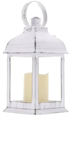 Didi&Coco LAMPION Z ŚWIECĄ LED, Latarnia, ŚWIECZNIK, Znicz BIAŁY wys 22,5 cm MSL050AW