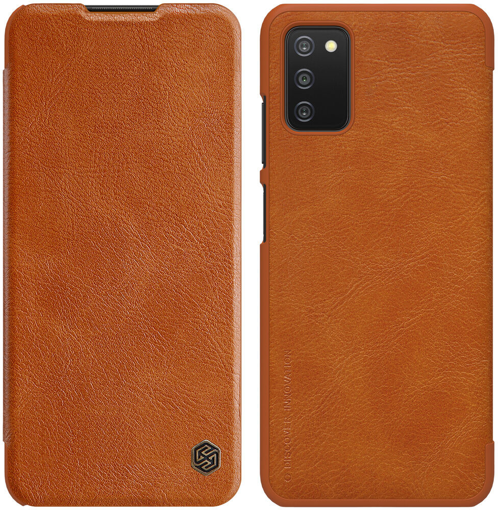 Nillkin Qin skórzana kabura etui Samsung Galaxy A03s brązowy
