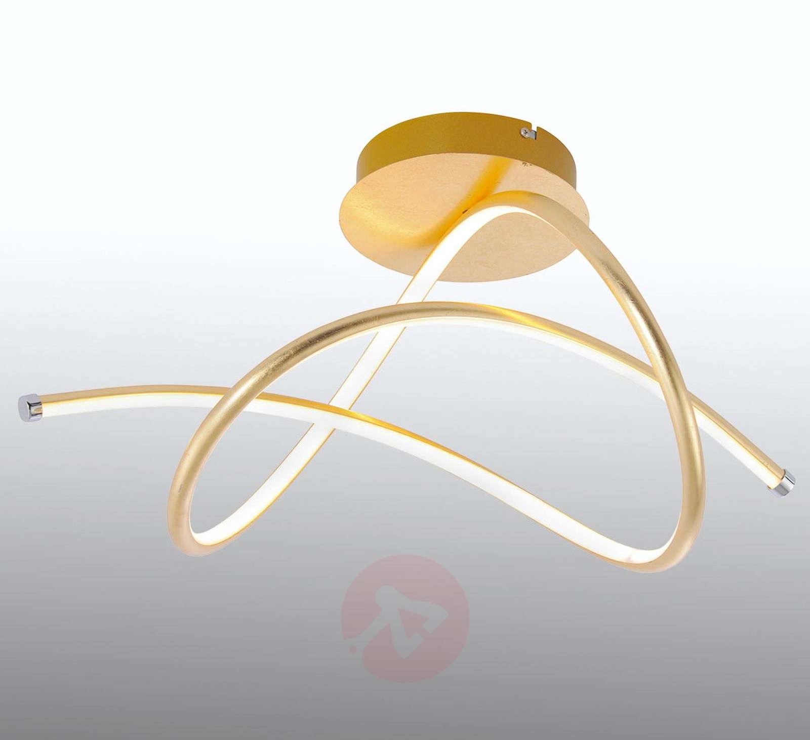 Leuchten Direkt Lampa sufitowa LED Violetta, zakrzywiona, złota