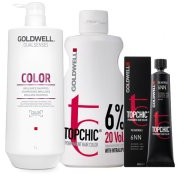 Goldwell Topchic zestaw do koloryzacji włosów farba + oxydant + szampon
