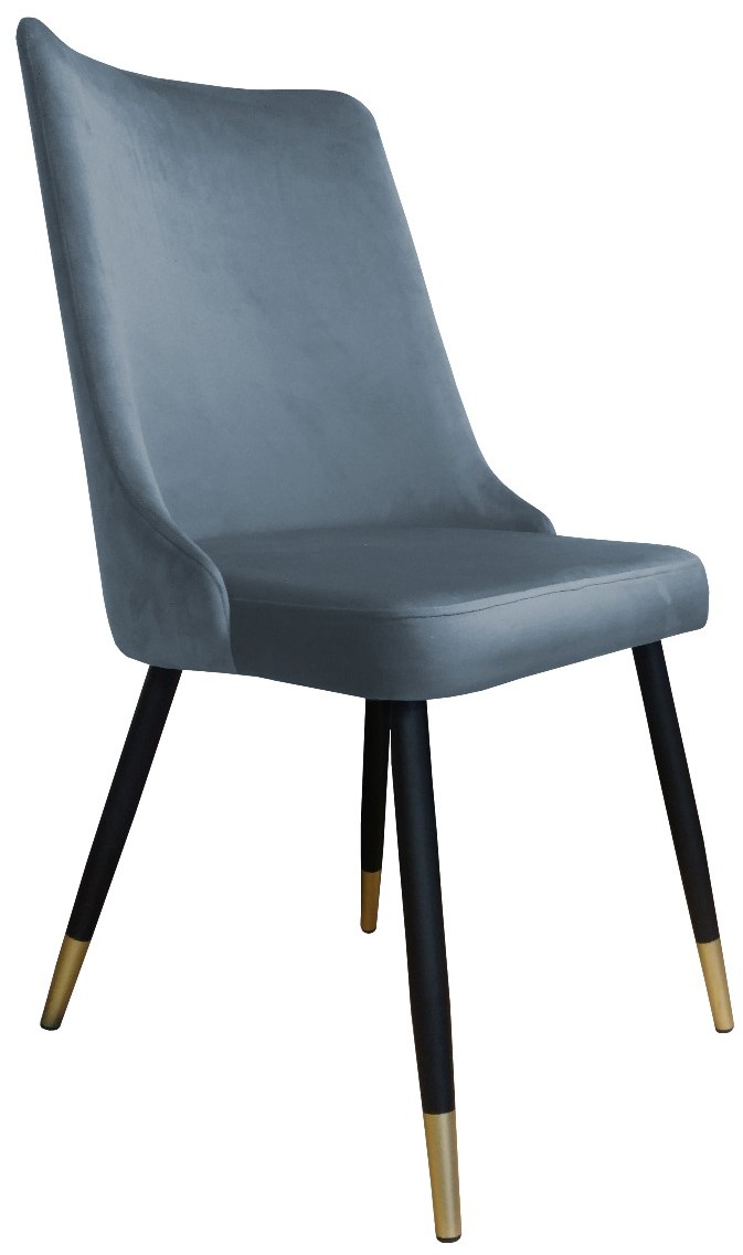 Atos Krzesło CYPRIAN 2 BL VELVET GOLD szare tapicerowane do salonu VICTORGOLD-BL06