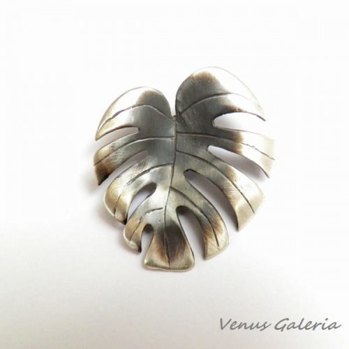 Liść monstery - broszka srebra 2412