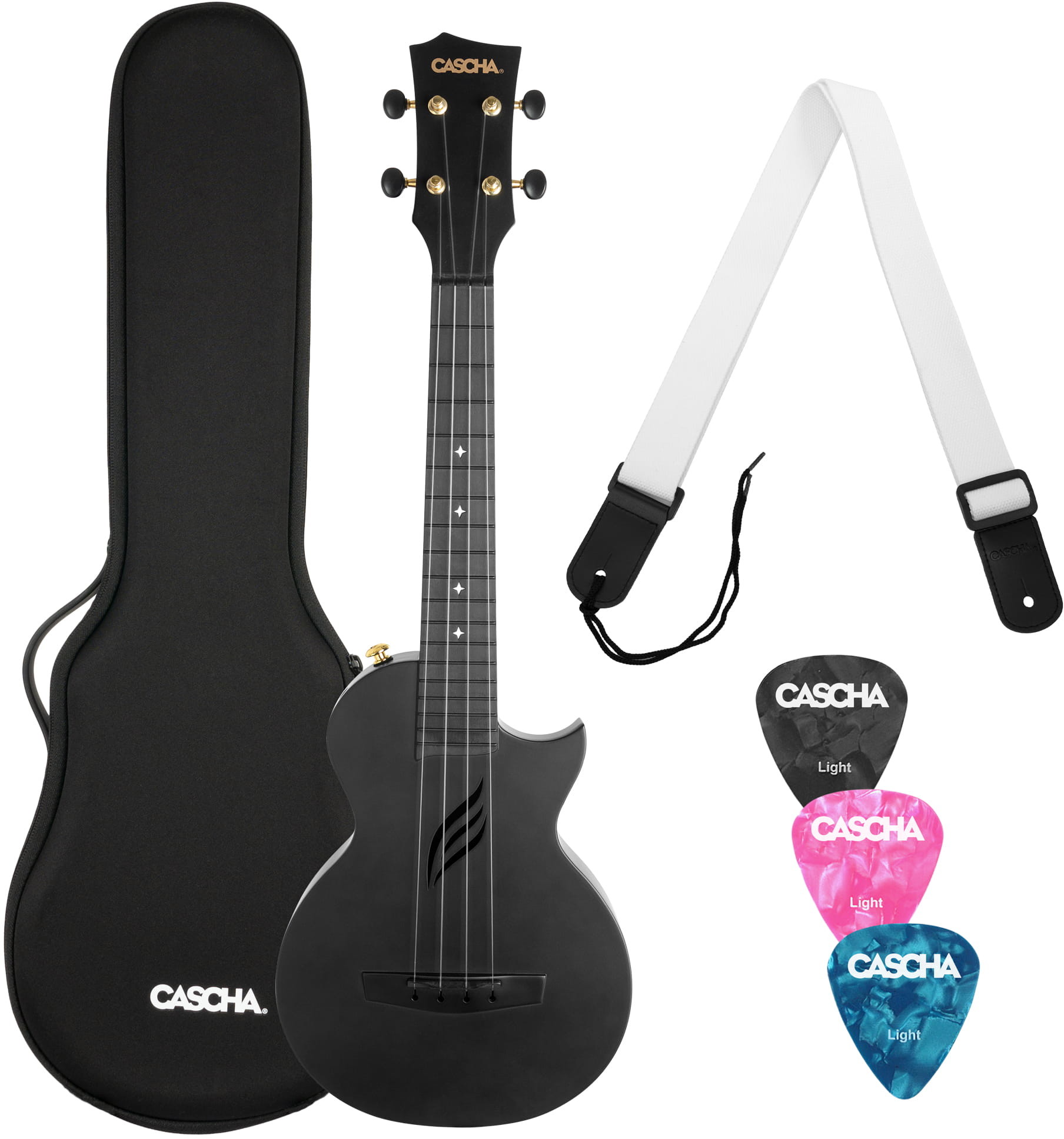 Cascha Cascha HH 2258 Carbon Fibre Ukulele Koncertowe BLK Set Gratis Prezent od Kup Instrument! HH 2258
