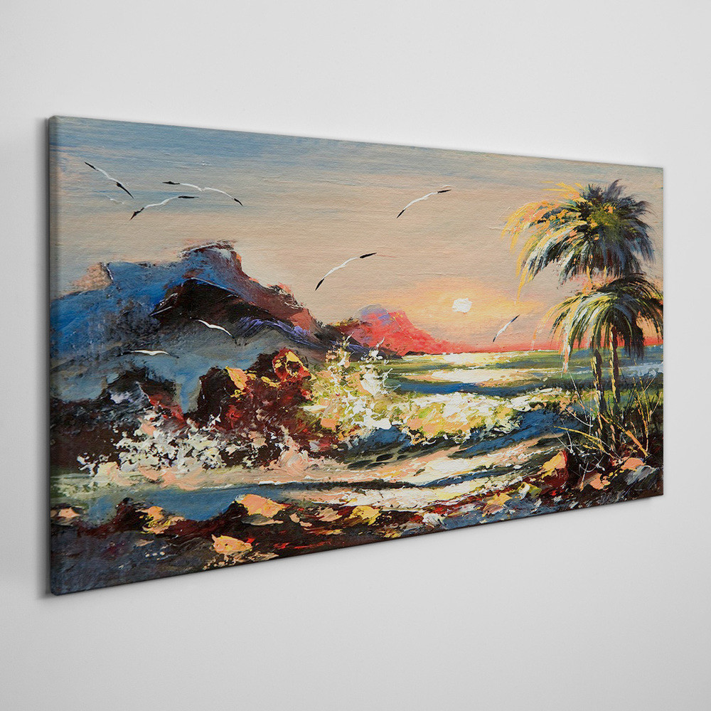 PL Coloray Obraz na Płótnie wybrzeże zachód słońca 100x50cm