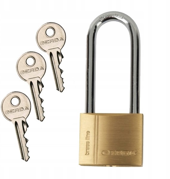 Gerda Kłódka mosiężna długi pałąk S40H66 Kmz 4030A