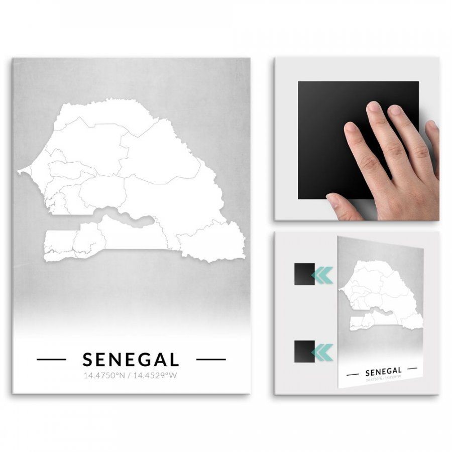 Pix4home Plakat metalowy Mapa B&W Senegal M POS-M-03964