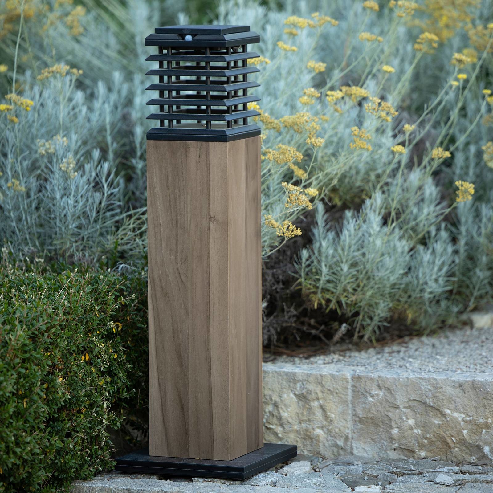 Les Jardins Lampa cokołowa solarna Tekura duratek szara/szara