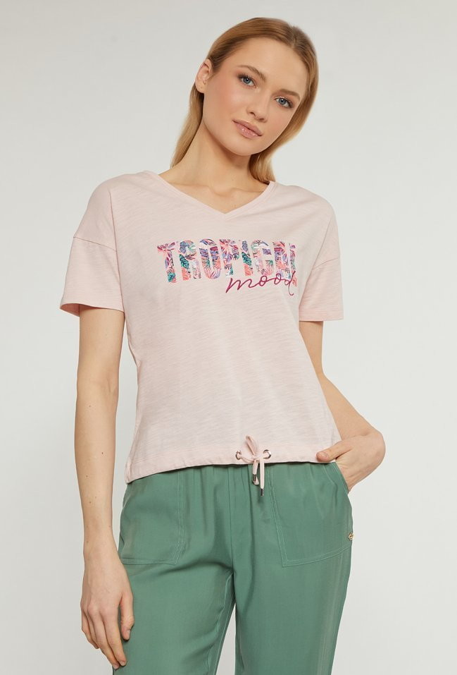 Monnari T-shirt z wiązaniem u dołu -