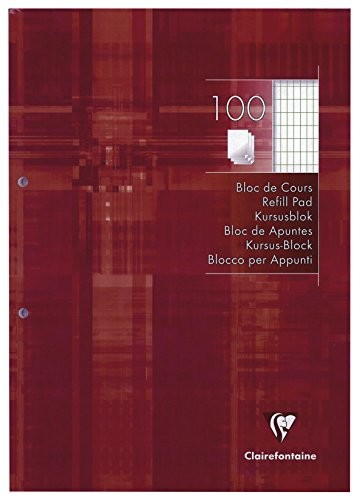 Clairefontaine 5813 °C kursus Block A4, rautiert z krawędzią, 2-krotnie perforowane, 100 arkuszy, czerwony 5813C
