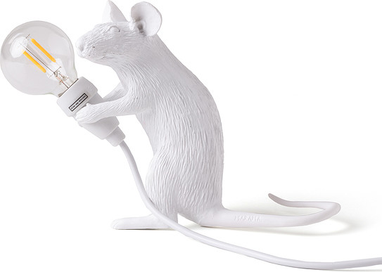 Seletti Lampa Mouse siedząca biała z gniazdkiem USB 15221