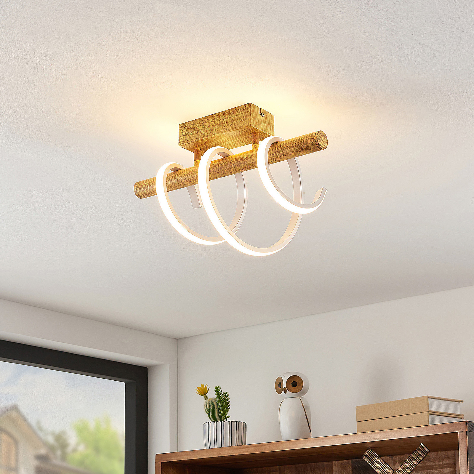 LUCANDE Lucande Milora lampa sufitowa LED 40 cm, dąb