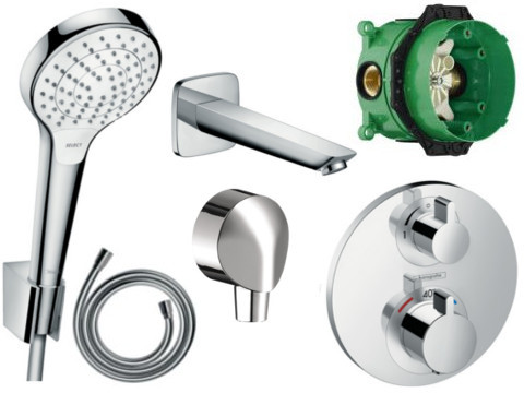 Hansgrohe ECOSTAT ZESTAW WANNOWY BATERIA TERMOSTAT - 15758000 + 01800180 + 26421400 + 27454000 + 7140000 15758000 + 01800180 + 26421400 + 27454000 + 714000