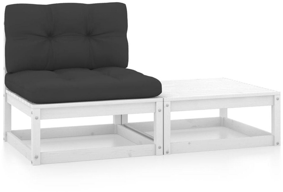 shumee shumee 2 cz zestaw wypoczynkowy do ogrodu z poduszkami biały sosna