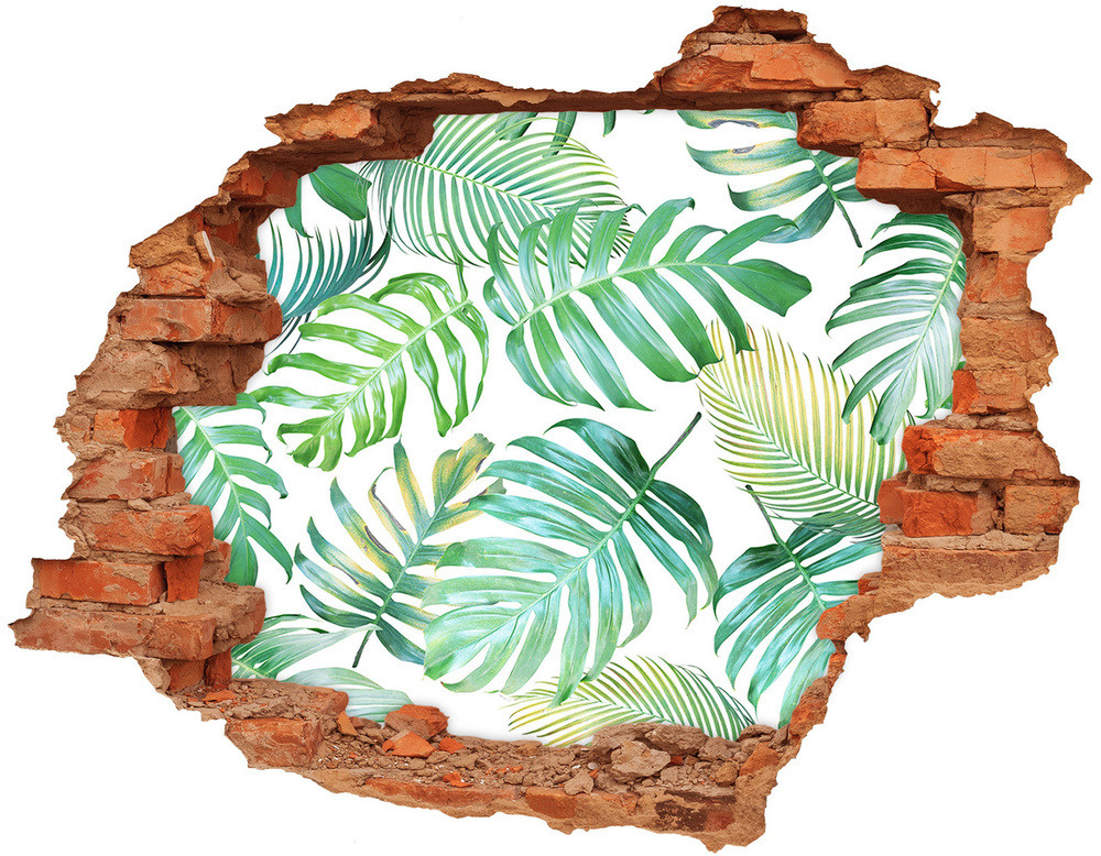 Wallmuralia.pl Naklejka 3D dziura na ścianę Tropikalne liście