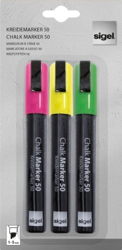 Sigel marker kredowy, końcówka klinowa 15 mm, różowy/zielony/żółty GL182