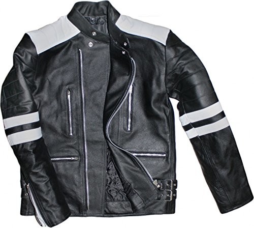 German Wear German Wear Skórzana kurtka motocyklowa Oldschool Retro, czarna/biała, 60 GW424J white Schwarz/Weiss 60