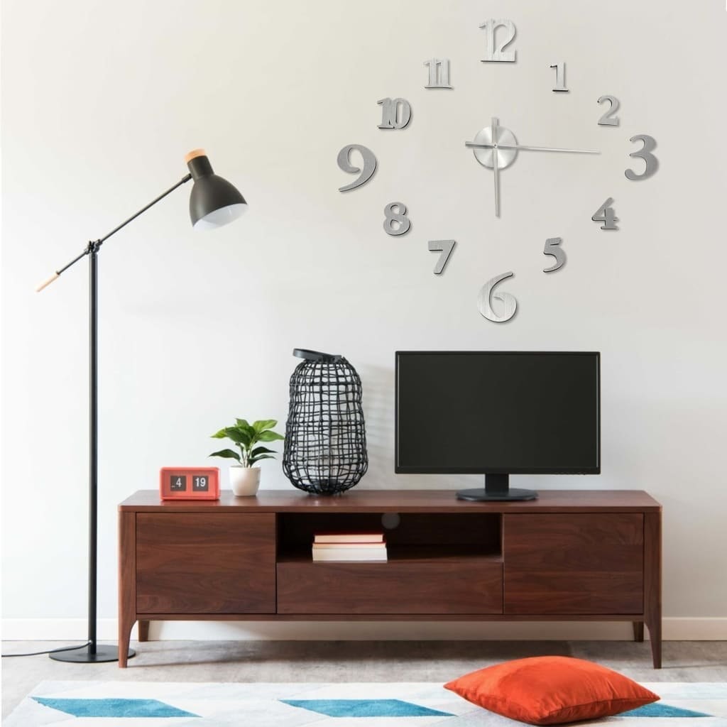 VidaXL Lumarko Zegar ścienny 3D, nowoczesny design, srebrny, 100 cm, XXL 325158 VidaXL