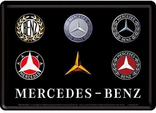 Nostalgic-Art Nostalgic-Art Kartka retro z pozdrowieniami logo Mercedes-Benz, pomysły na prezent, blaszana kartka pocztowa, mini tabliczka blaszana w stylu vintage, 10 x 14 cm 10318