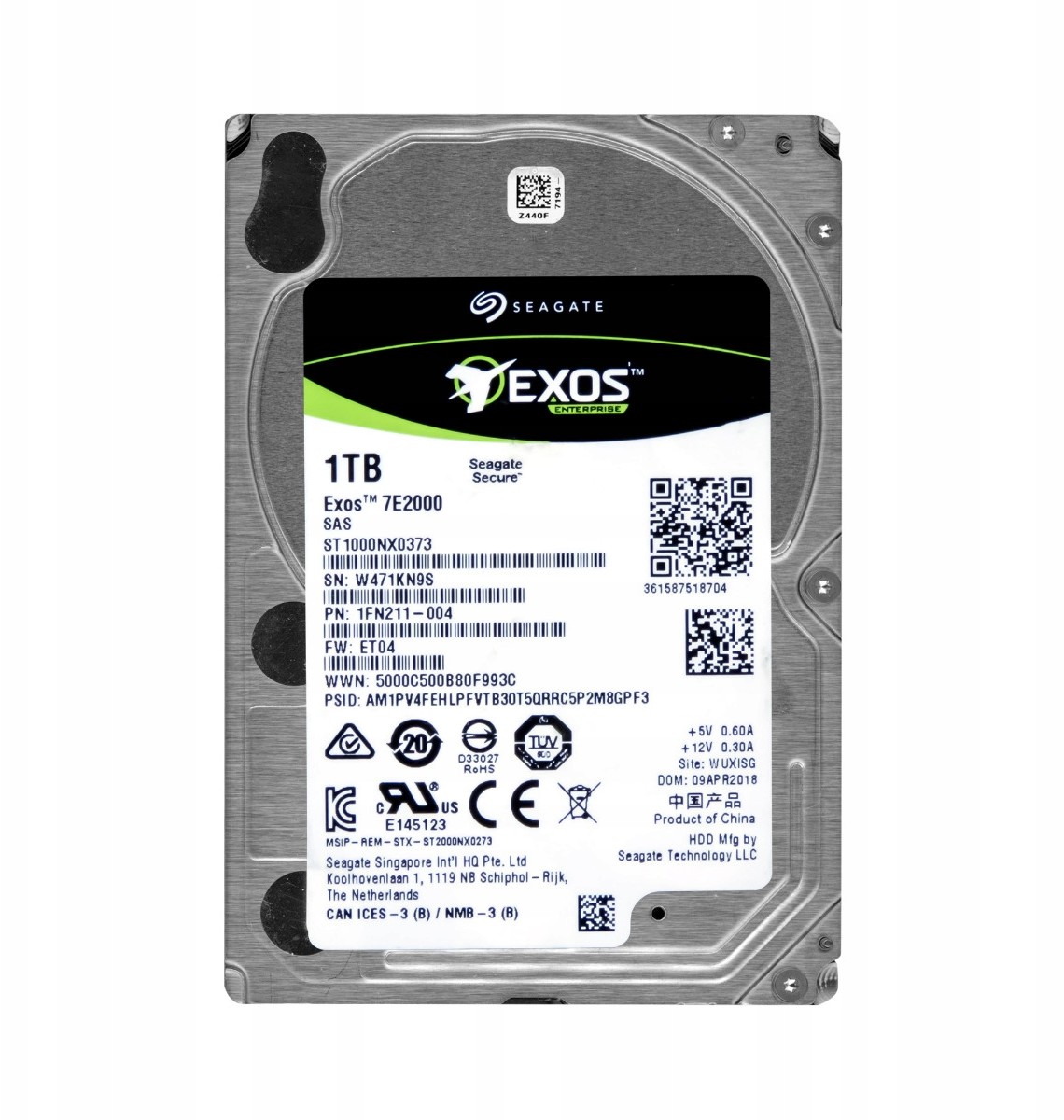 Seagate Exos 1TB 7.2K SAS-3 2.5'' ST1000NX0373