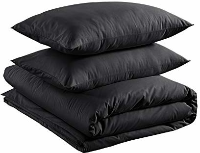AmazonBasics zestaw pościeli z lekkiej bawełny, 200 x 200 cm / 50 x 80 cm, kolor czarny