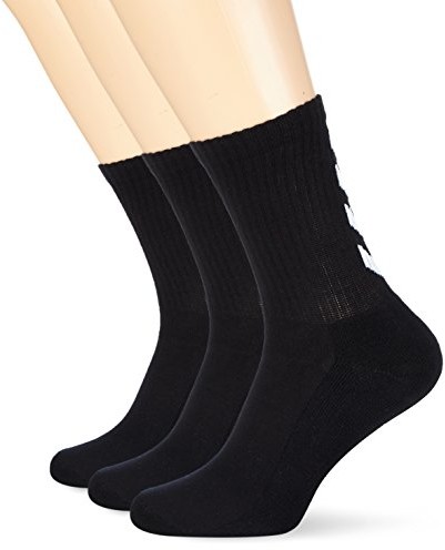 Hummel Reflector Fundamental zestaw 3 par skarpet w kolorze szarym, czerwonym lub niebieskim, skarpety zapewniające wsparcie dla podbicia stóp, skarpety do celów sportowych i rekreacyjnych, czarny, 10 22-140-2001