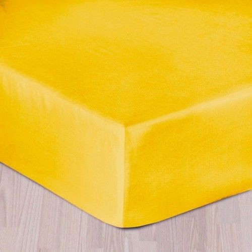 Darymex Prześcieradło z satyny bawełnianej z gumką żółte 140x200 dx-140-psg-800