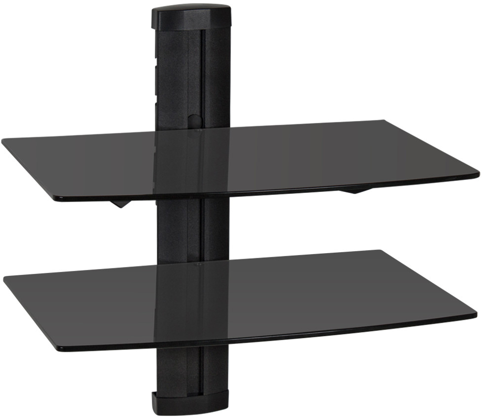 tectake Półka ścienna z 2 poziomami na odtwarzacz DVD, 45 x 42 x 30 cm - czarny 401102