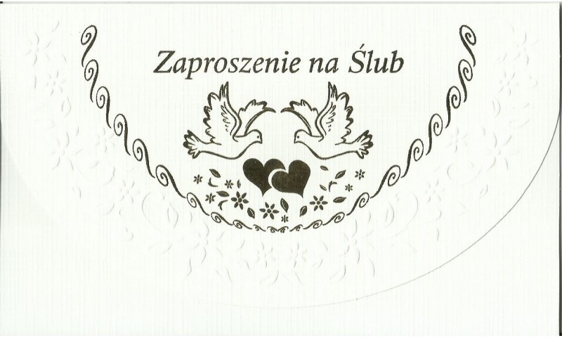 POL-MAK ZAPROSZENIE NA ŚLUB ZE ZŁOTYMI ZDOBIENIAMI + KOPERTA