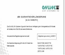 Online USV-Systeme ONLINE USV rozszerzenie gwarancji wymiany część 3 lata dostawa (24 godziny na dobę/7 dni w tygodniu) 4026908001976