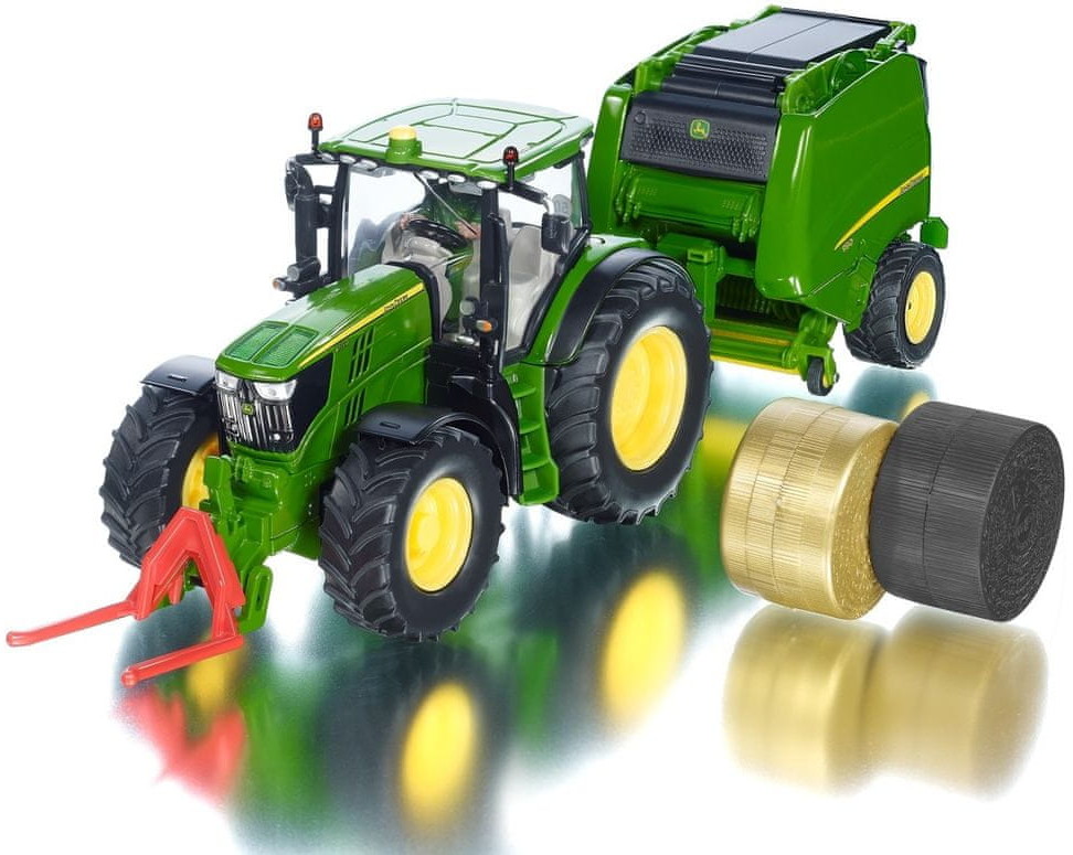 Siku ciągnik rolniczy John Deere + prasa 1:32