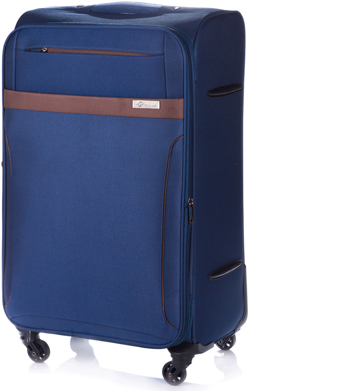 Solier Luggage Duża walizka miękka L Solier STL1316 granatowo-brązowa