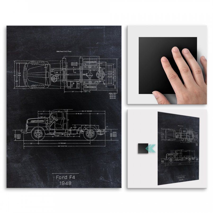 Pix4home Plakat metalowy Ford F4 Projekt Blackboard L POS-L-02849