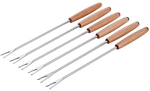 Staub 1444004 zestaw z 4 krótkich jednostek widelczyki do fondue, ze stali nierdzewnej, srebrny, 4