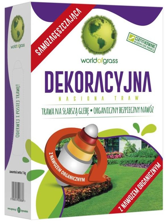 WORLD OF GRASS Nasiona trawy dekoracyjnej 1 kg samozagęszczjąca World of grass