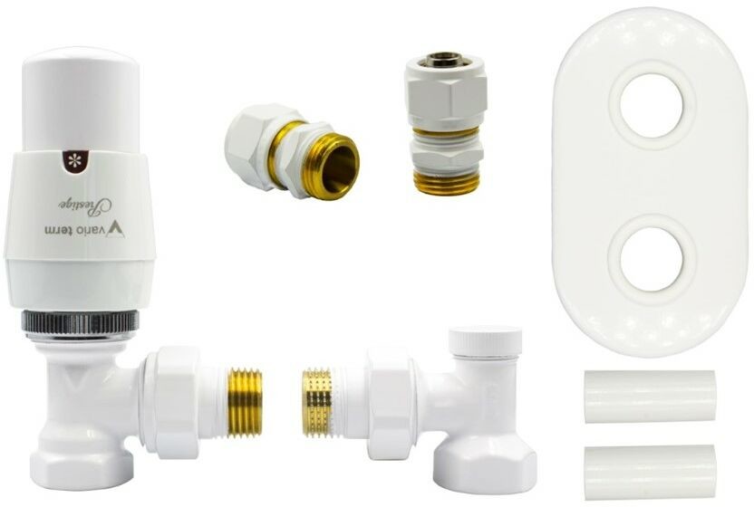 Varioterm Zawór termostatyczny ELEGANT kątowy All in One - biały mat alu-pex - PEX 16 mm rozeta owalna 1szt AELGS0221C/FK(PEX)PO