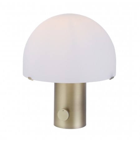 Paul Neuhaus Designerska lampa stołowa mosiężna z białym i ściemniaczem - Gomba