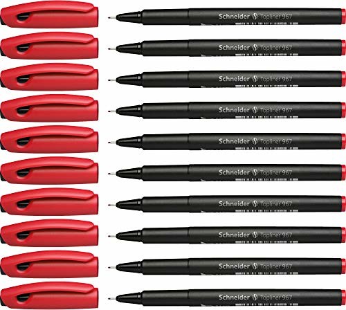 Schneider Topliner 967 cienkopis (grubość kreski 0,4 mm) 10 sztuk czerwony 9672