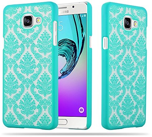 Cadorabo Samsung Galaxy A5 (6) Model 2016 Hard-Case etui na telefon komórkowy firmy cadorabo  kwiaty Paisley Henna wzór ochrona  pokrowiec osłona Bumper Back Case Cover, zielony DE-107646