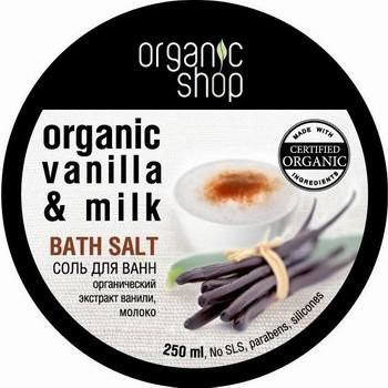 Organic Shop Sól do kąpieli Organic Vanilla & Milk- Waniliowe mleko 250ml OSHOP-2691
