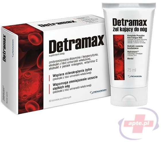 Detramax x60 tabletek + Detramax żel kojšcy do nóg 75ml GRATIS