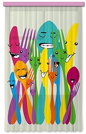 AG Design Firanka/zasłona FCC L 4509, łyżeczki i widelca, 140 x 245 cm, 1-częściowy 