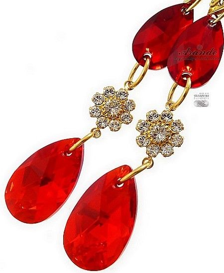 Swarovski NOWE UNIKAT kolczyki RED BELLA GOLD