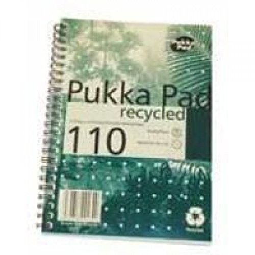 Pukka Pad PP00128 notatnik recyklingowany drut perforowany ruled 110pp 80 gsm A5 Ref RCA5/110 [opakowanie 3] PP00128