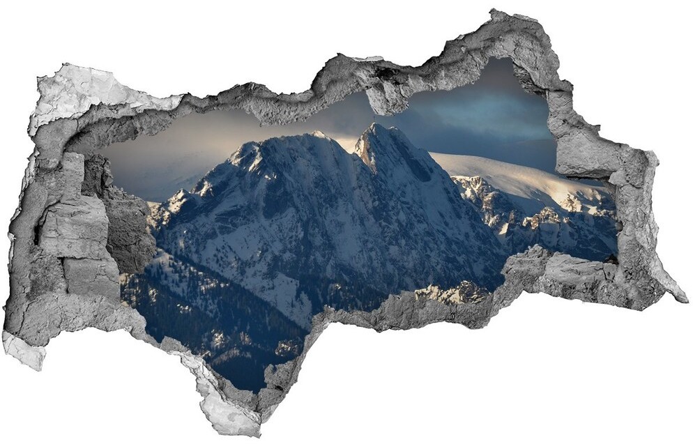 Wallmuralia.pl Dziura 3d w ścianie na ścianę Giewont zimą