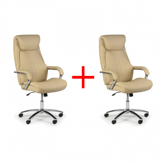 B2B Partner Skórzany fotel biurowy Nexus, 1+1 GRATIS, beżowy 412170