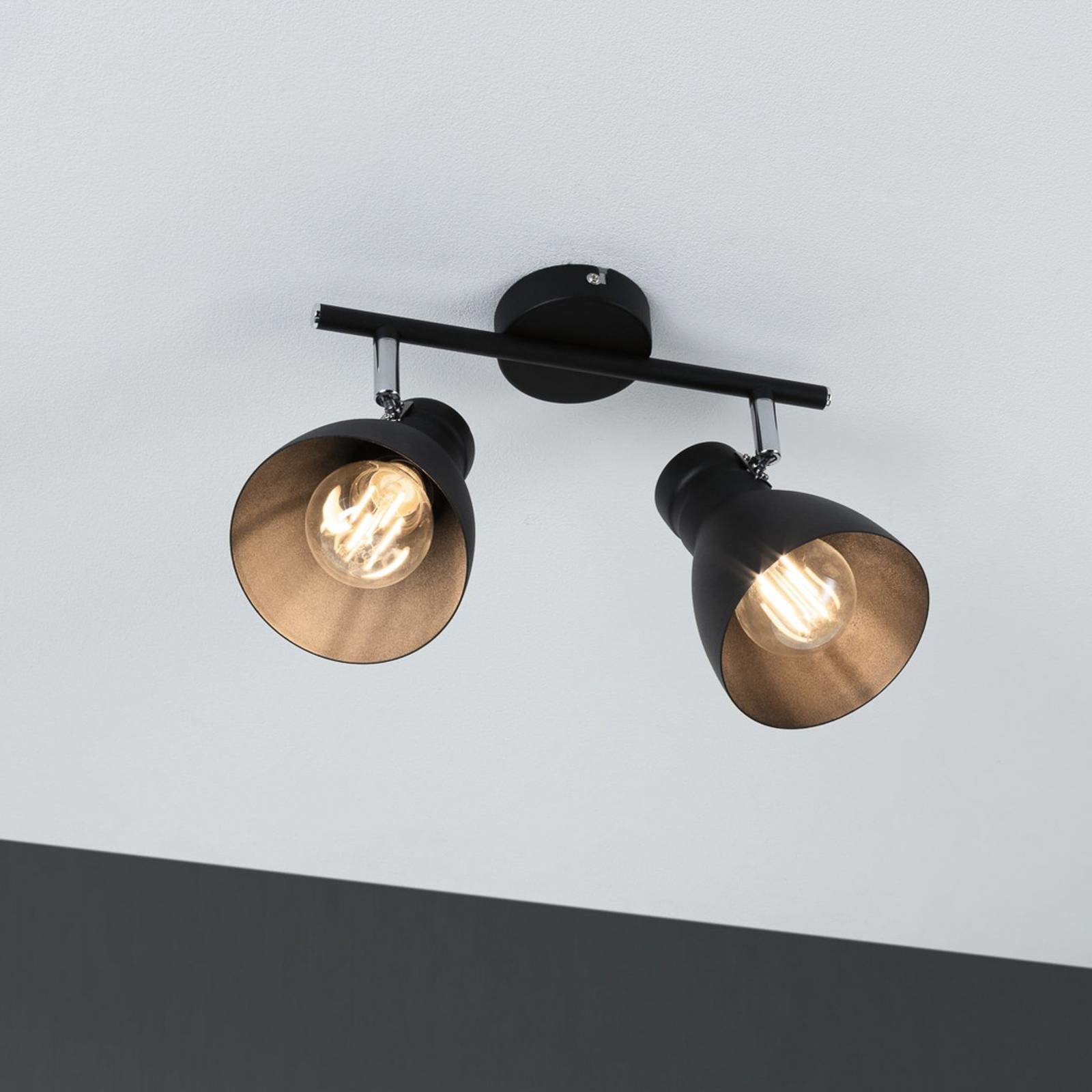 Paulmann Davy lampa sufitowa, czarna, 2-punktowa